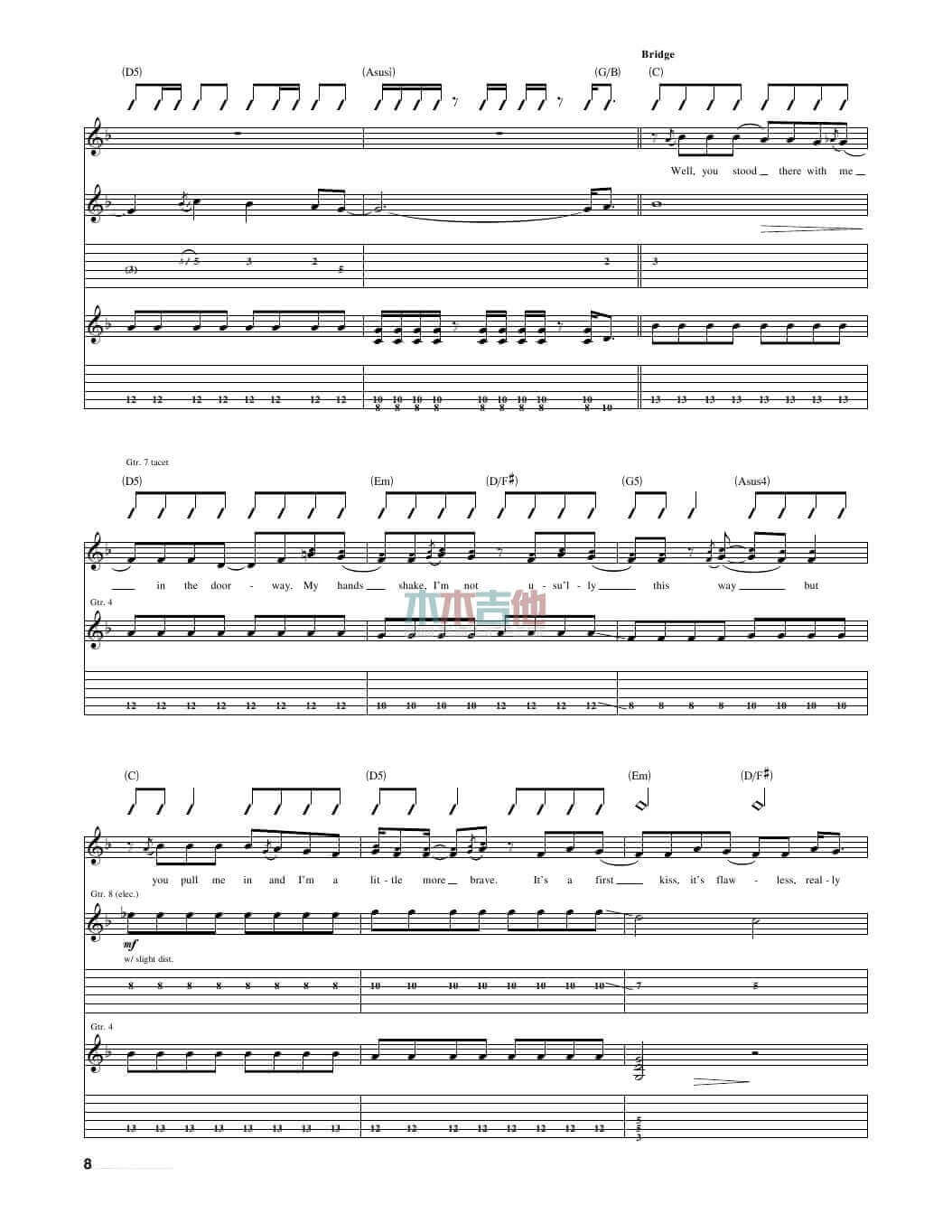 fearless吉他谱 A调女生版-Taylor Swift1