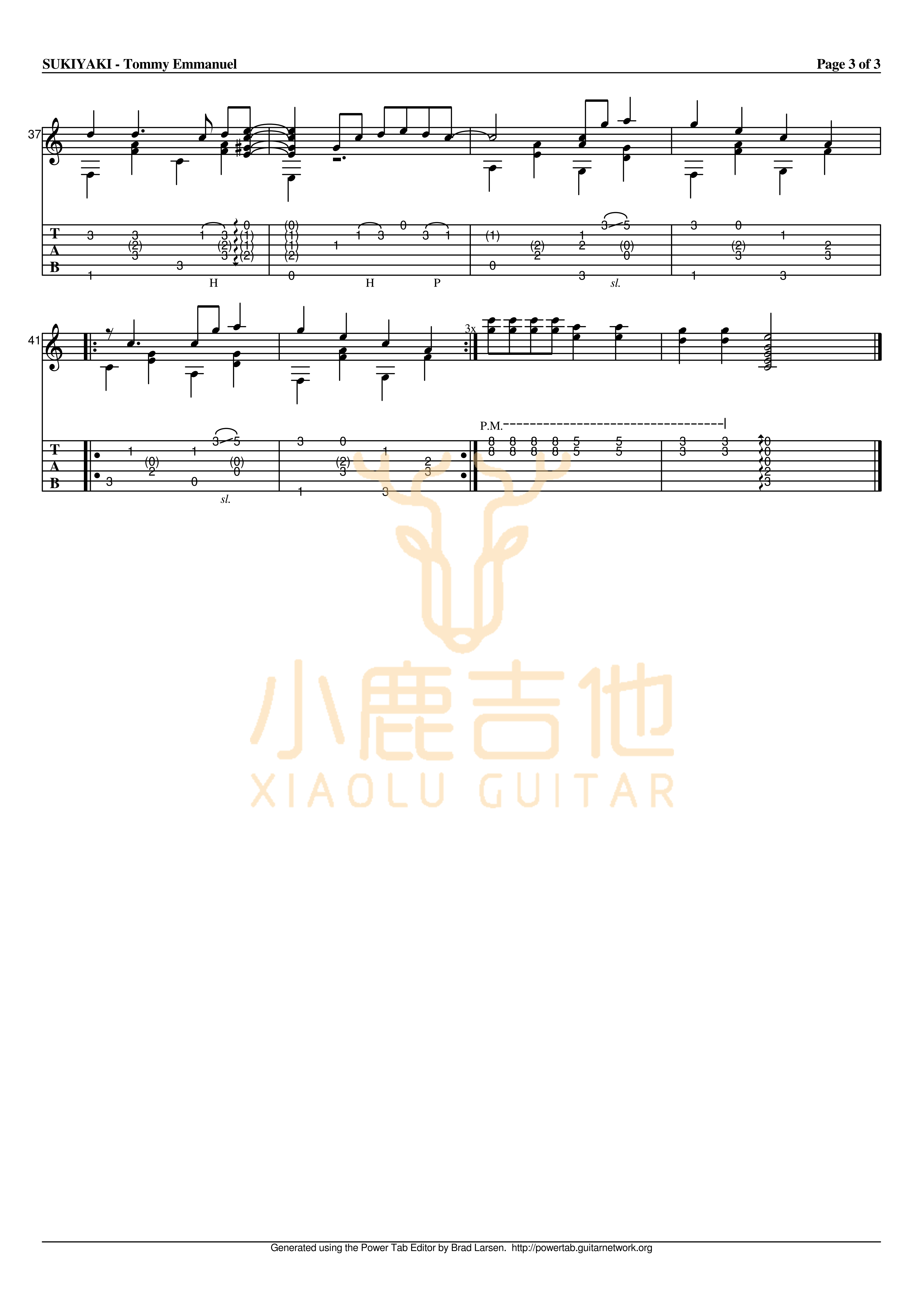 SUKIYAKI-Tommy Emmanuel指弹吉他谱（小鹿吉他）3
