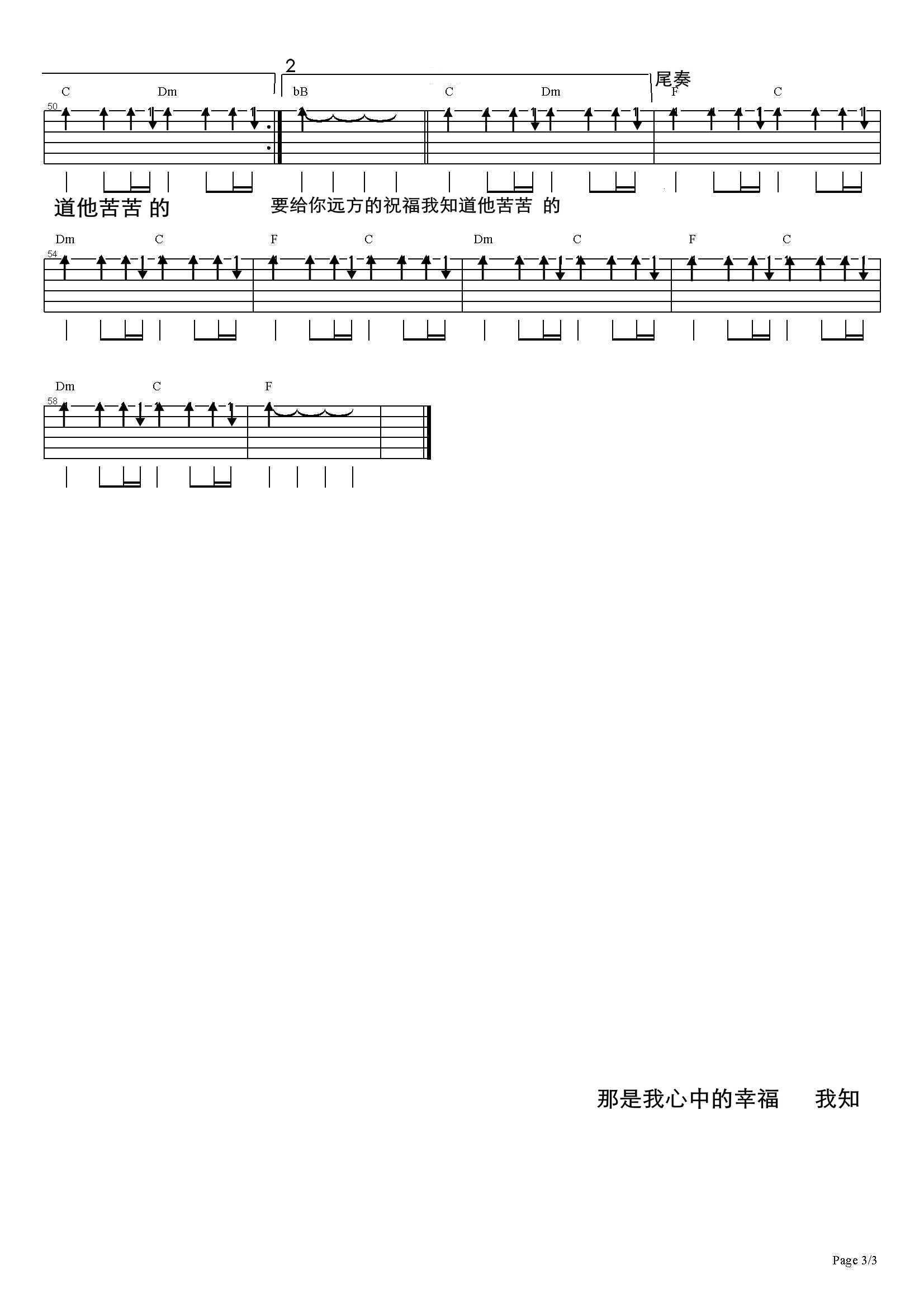 《我会好好的》吉他谱_伍佰_F调弹唱六线谱3