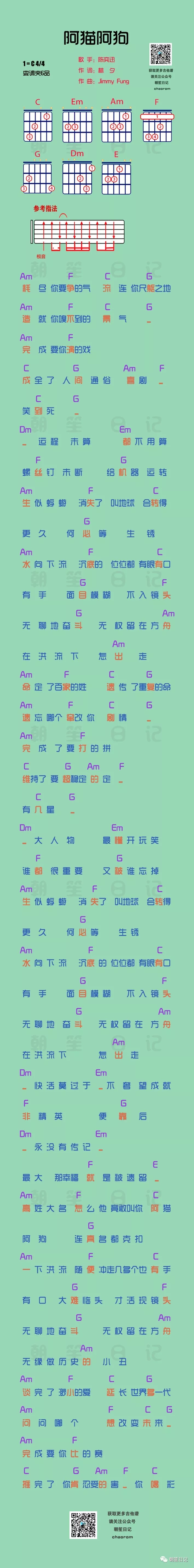 阿猫阿狗吉他谱 C调_朝笔日记编配_陈奕迅1