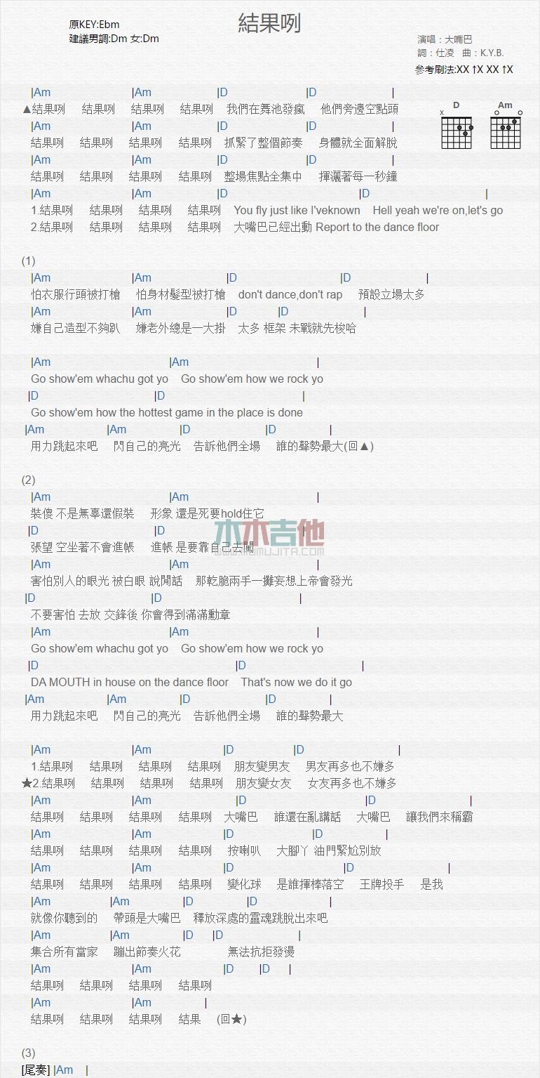 结果咧_吉他谱_大嘴巴1