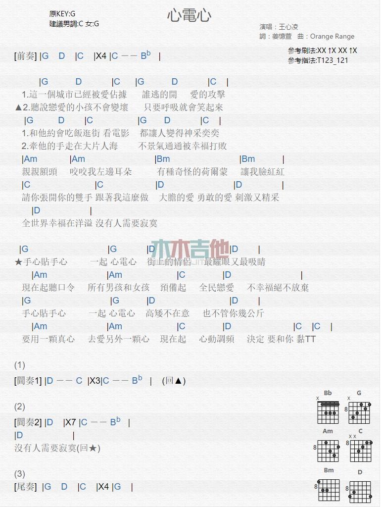 心电心_吉他谱_王心凌1