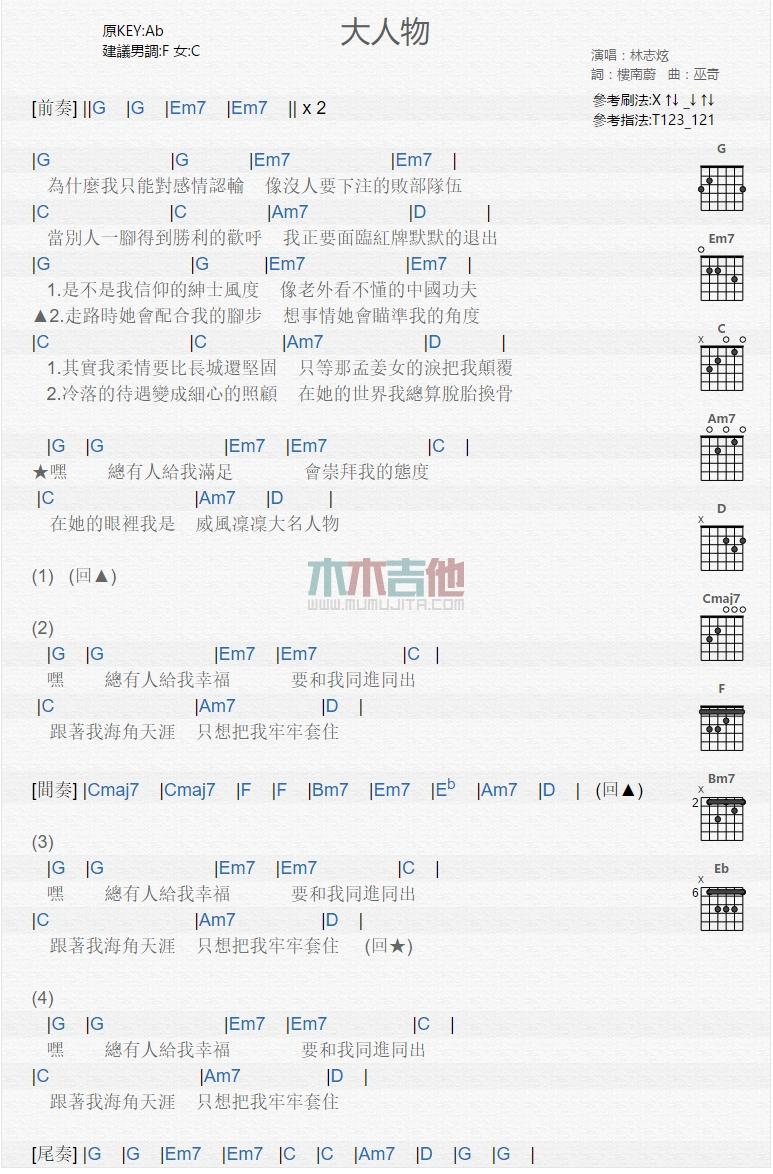 大人物_吉他谱_林志炫1