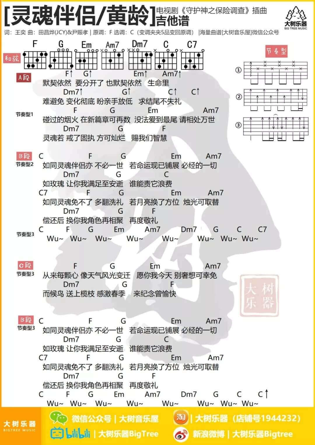 灵魂伴侣 C调和弦谱-黄龄1