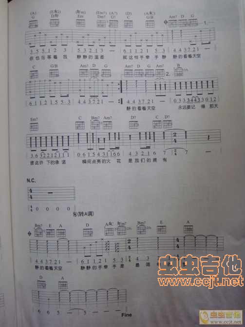 静静的|吉他谱|图片谱|高清|庾澄庆1