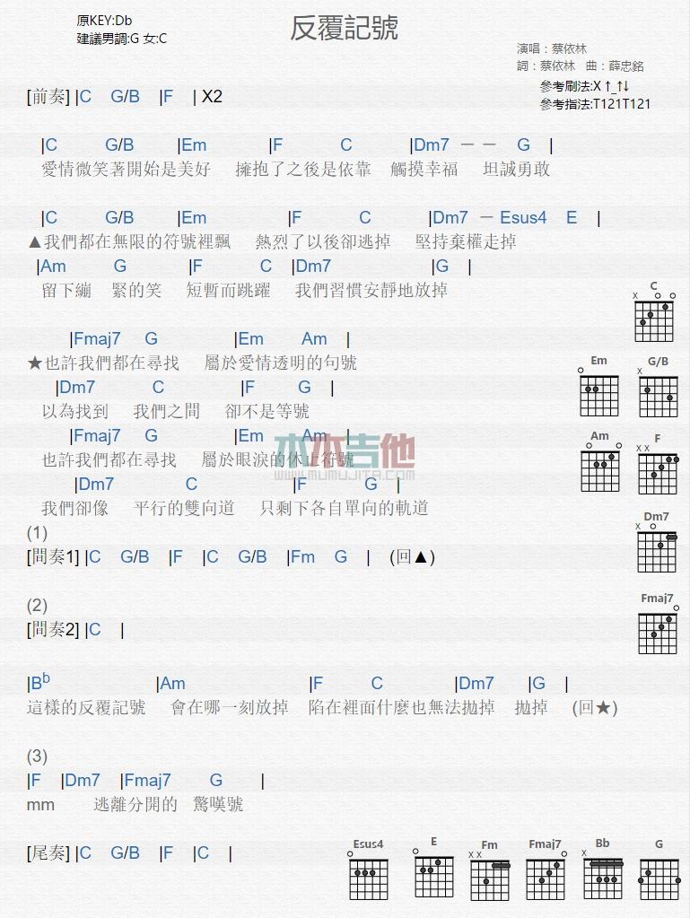 反复记号_吉他谱_蔡依林1