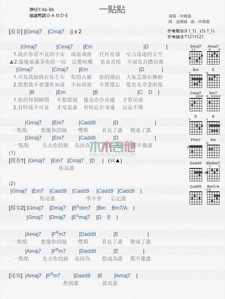 一点点_吉他谱_林宥嘉1