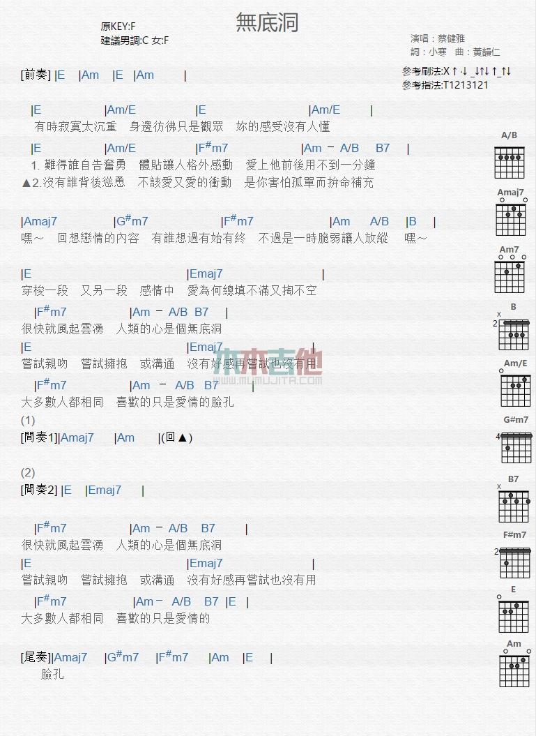 无底洞_吉他谱_蔡健雅1