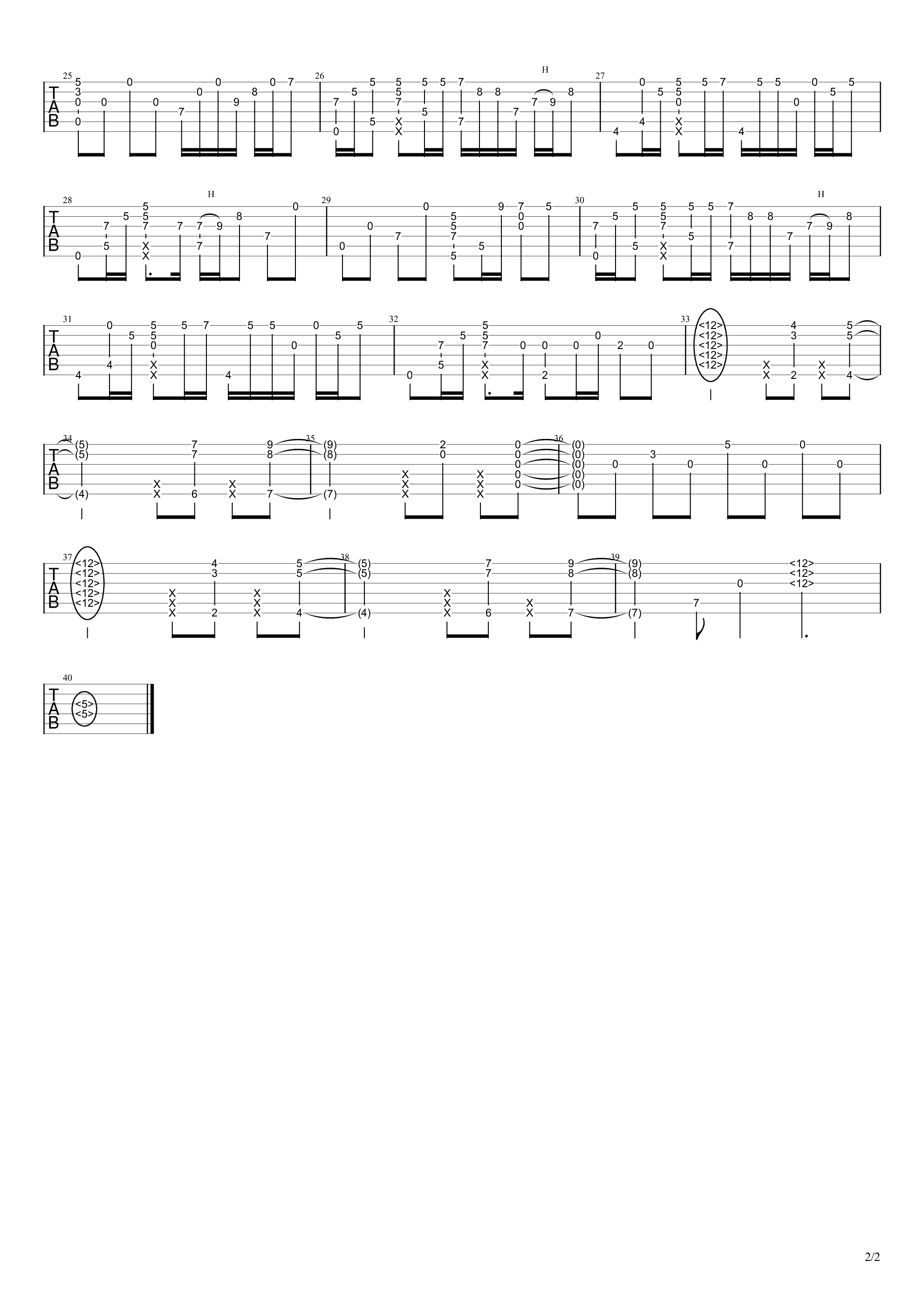 没什么大不了吉他指弹谱 D调六线谱-高清版-RADWIMPS1