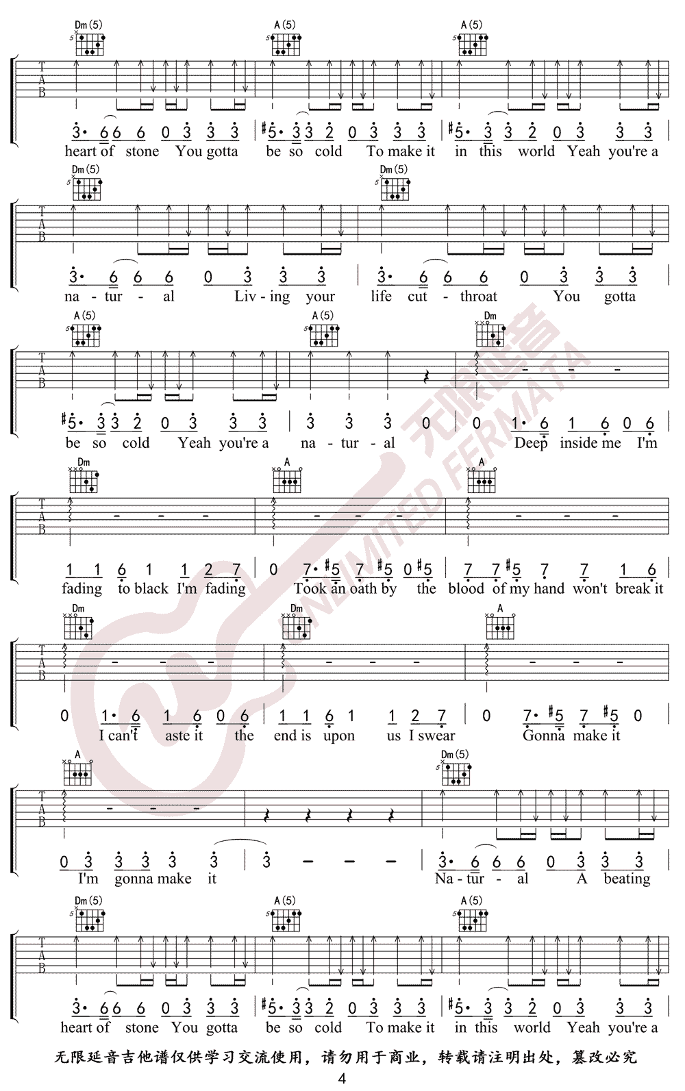 Natural吉他谱_Imagine Dragons_F调原版_吉他弹唱六线谱4