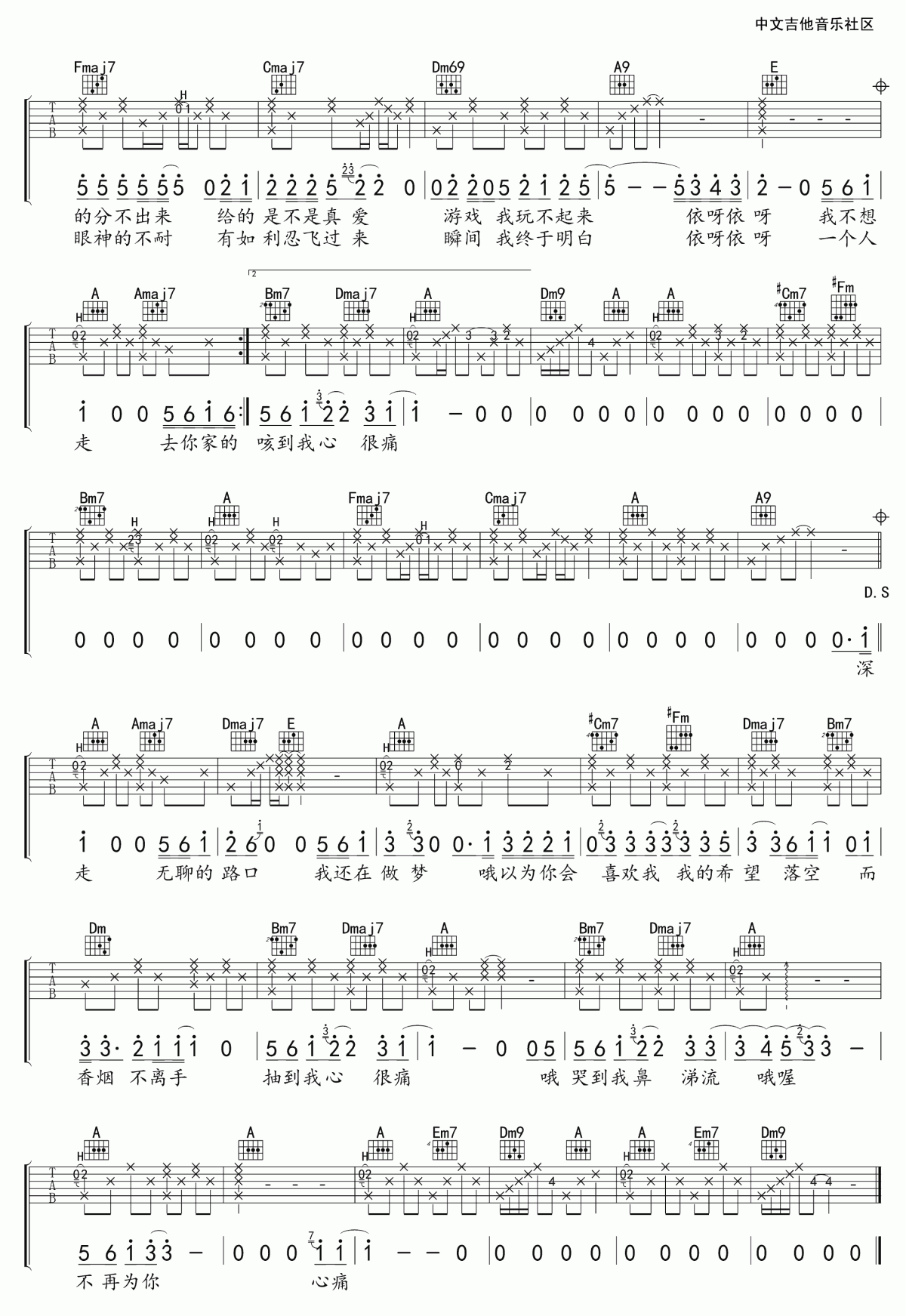 路口吉他谱  张震岳2