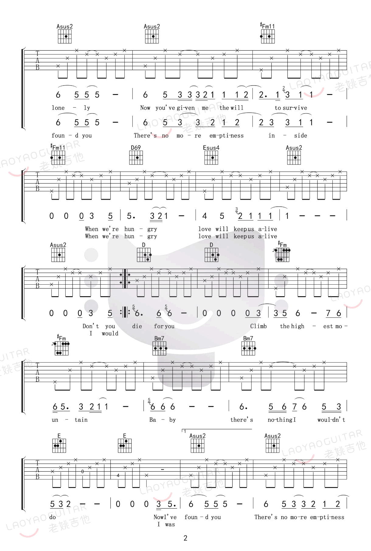 love will keep us alive吉他谱_Eagles(老鹰乐队)_吉他教学视频2