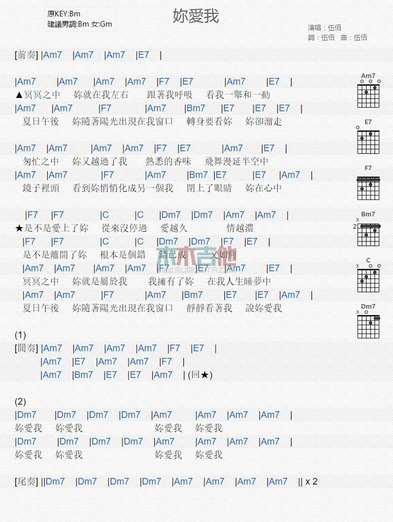 你爱我_吉他谱_伍佰1