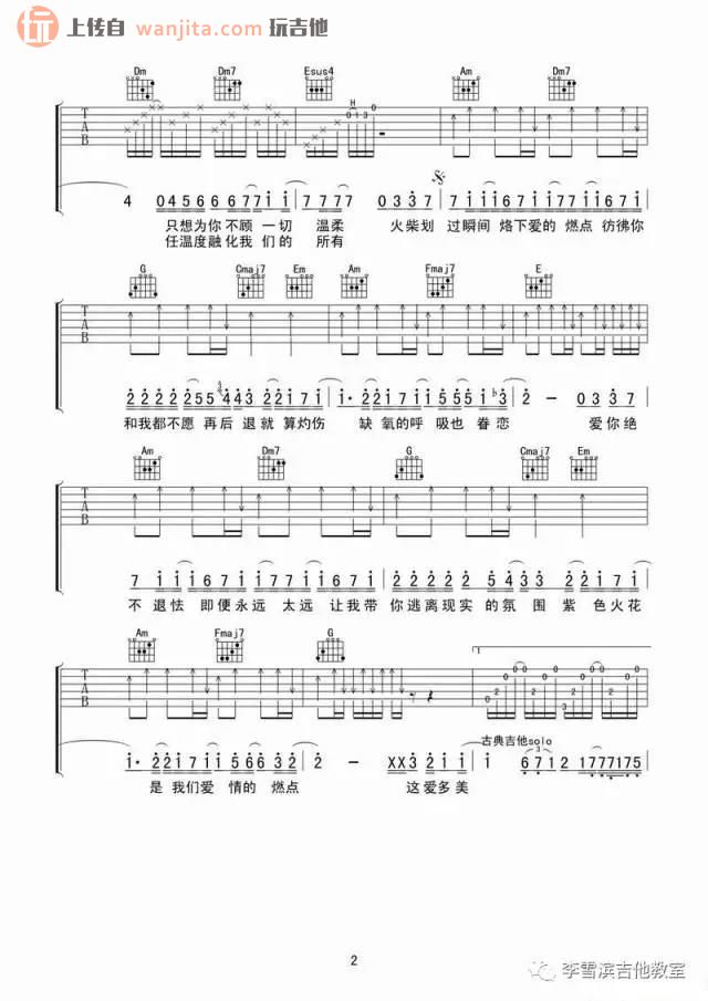 《燃点》吉他谱_C调完整原版六线谱_燃点吉他弹唱谱_胡夏1