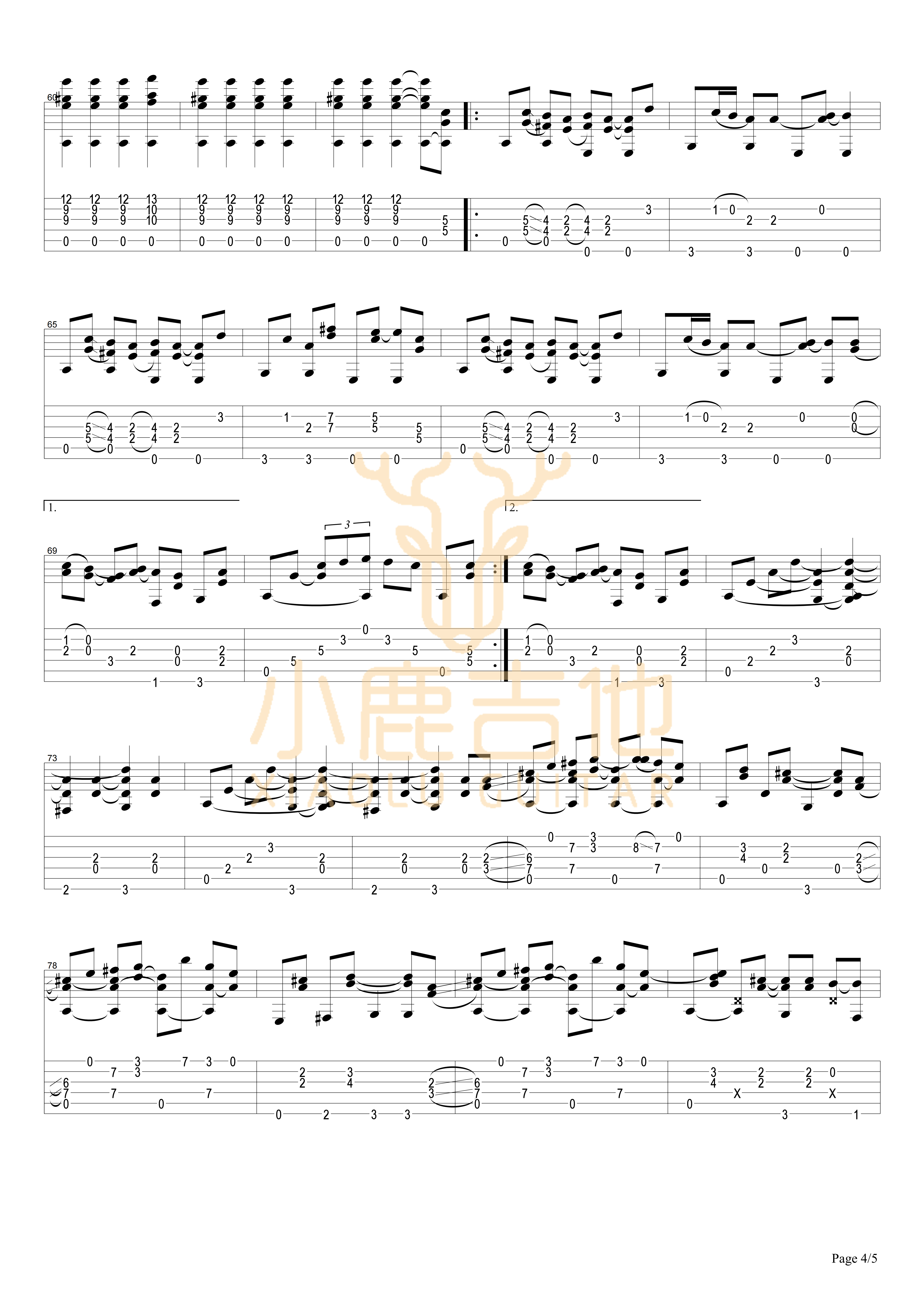 Old Town-Tommy Emmanuel指弹吉他谱（小鹿吉他）4
