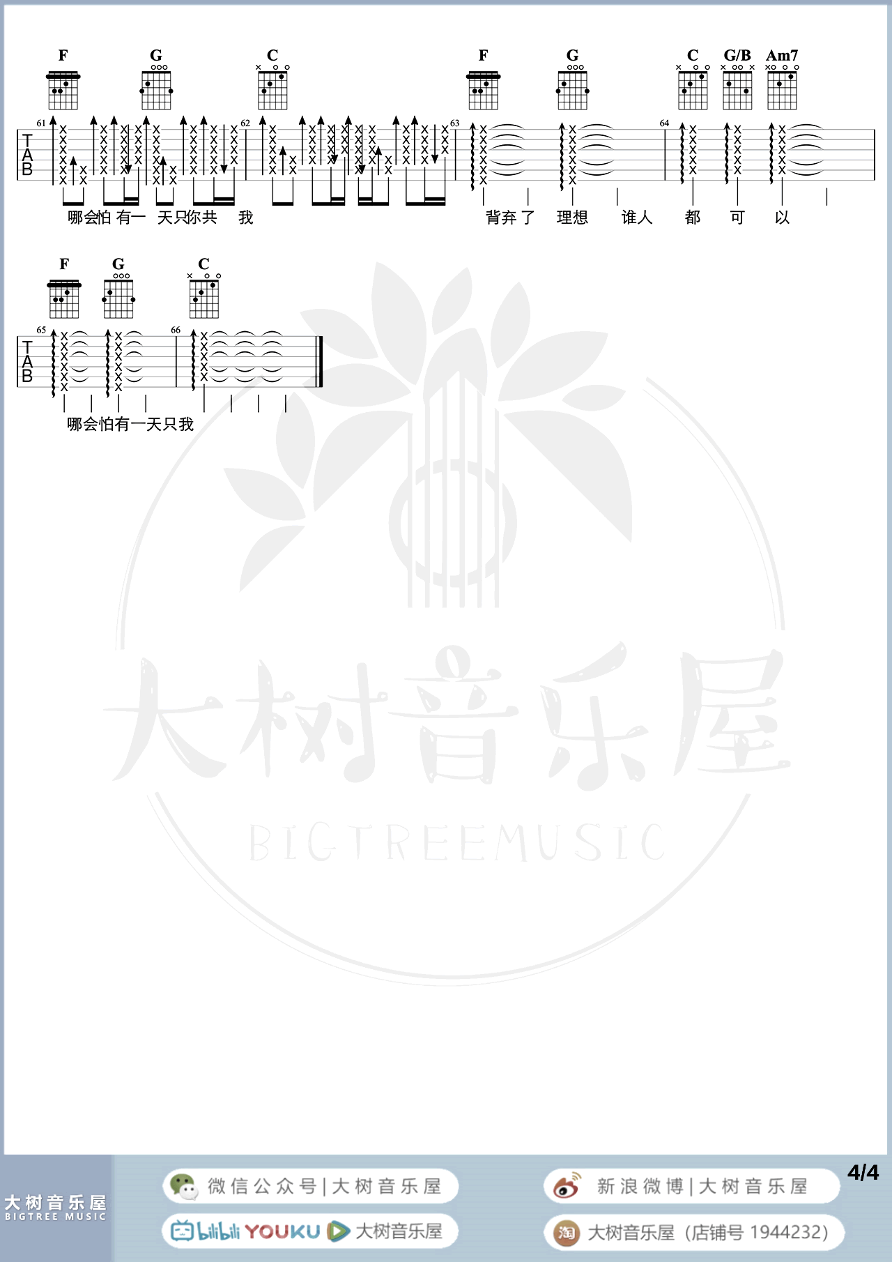 海阔天空吉他谱_Beyond_C调弹唱谱_吉他演示/教学视频5