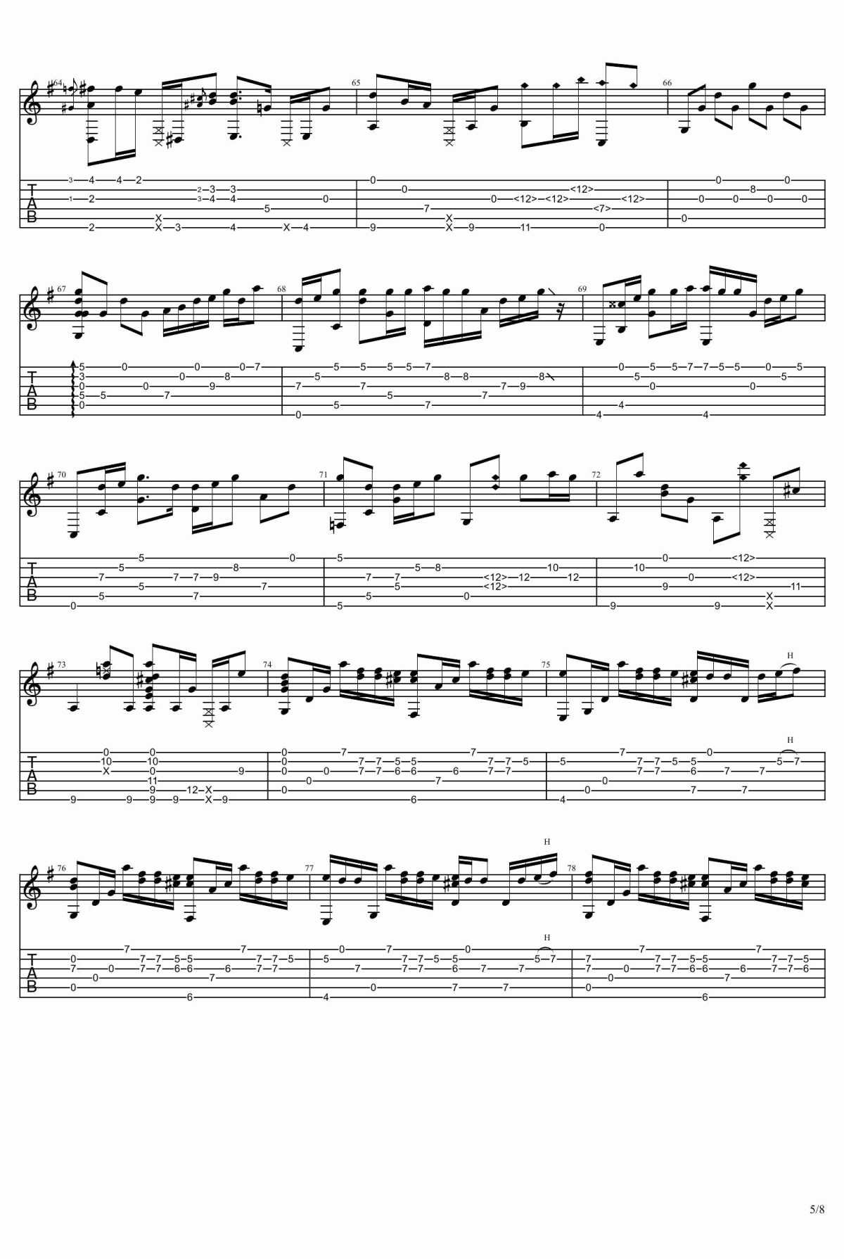 你的名字片尾曲《没什么大不了》指弹谱_吉他独奏谱_图片谱5