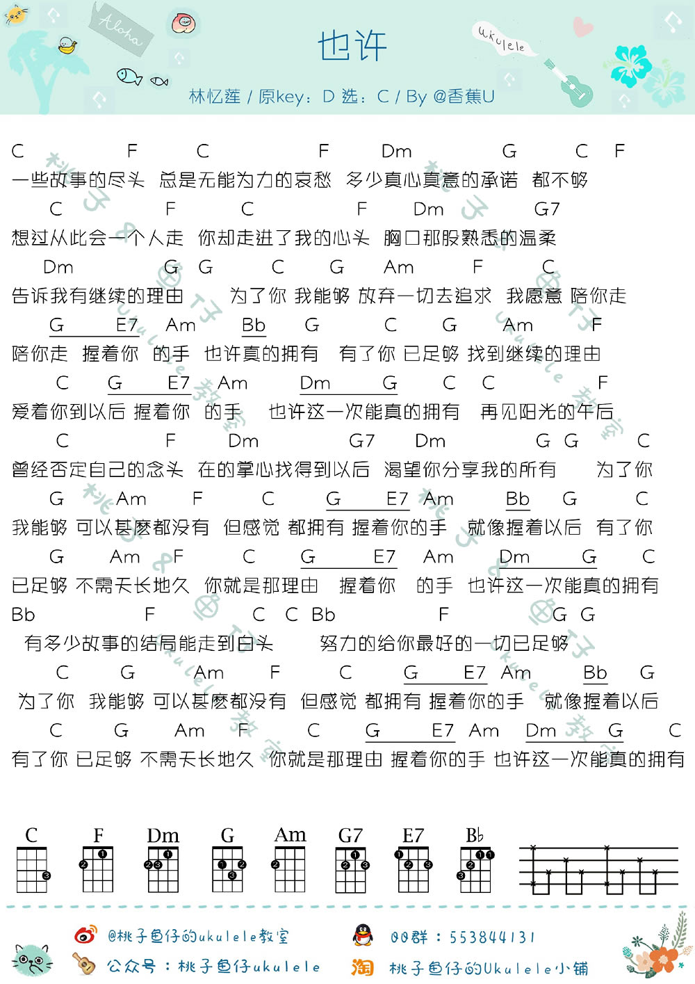 《也许》尤克里里谱_林忆莲_尤克里里伴奏谱1