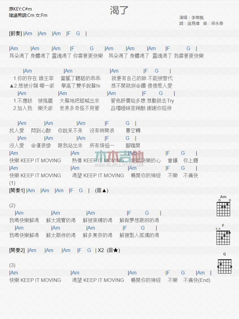 渴了_吉他谱_李唯枫1