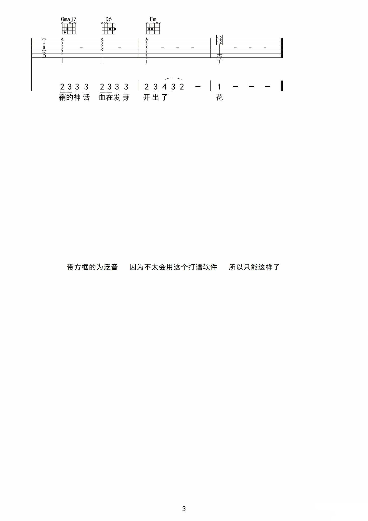 剑伤吉他谱 G调附前奏_宁陵咆哮哥记谱编配_李易峰3