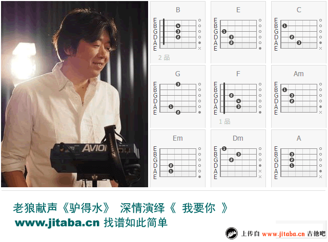 我要你吉他谱-老狼版本-电影《驴得水》主题曲1