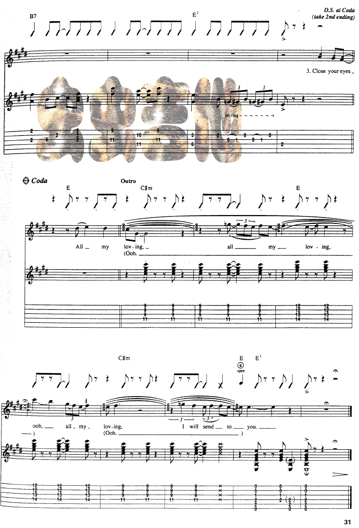 All My Loving|吉他谱|图片谱|高清|Beatles|披头士1