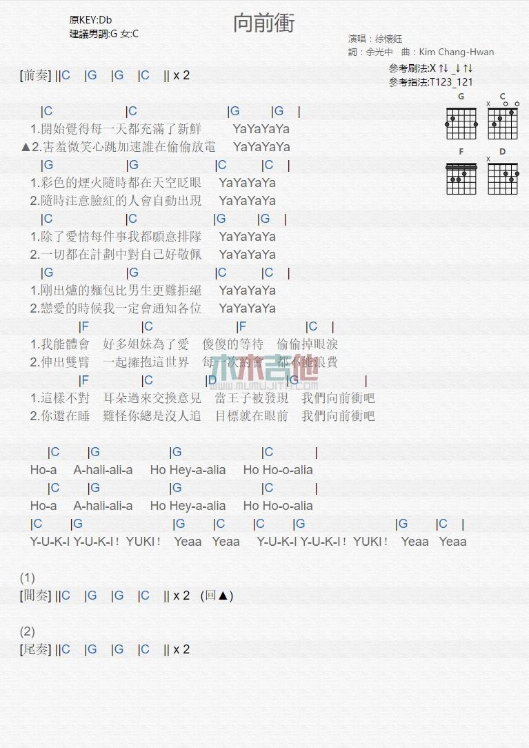 向前冲_吉他谱_徐怀钰1