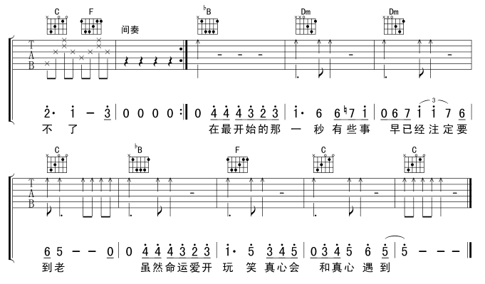 《遗失的美好》吉他谱1