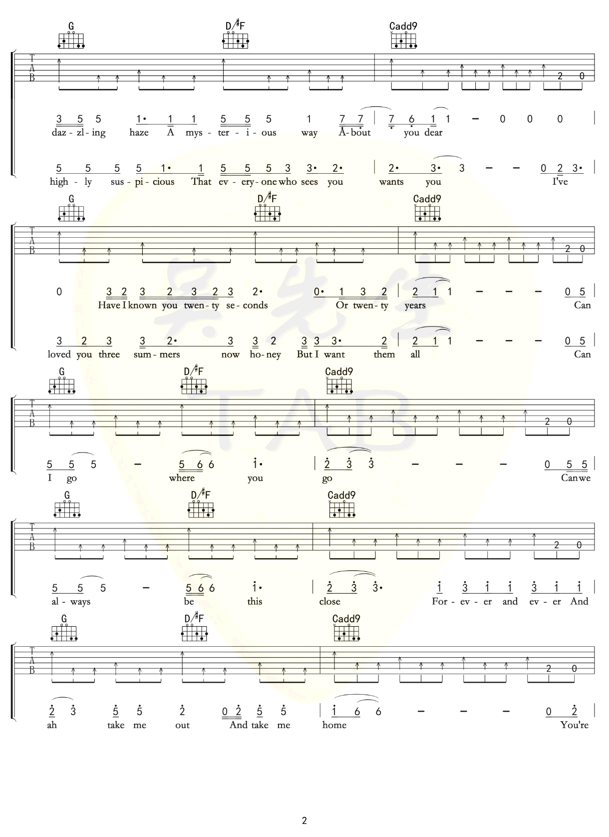 lover吉他谱_Taylor Swift_G调_弹唱六线谱2