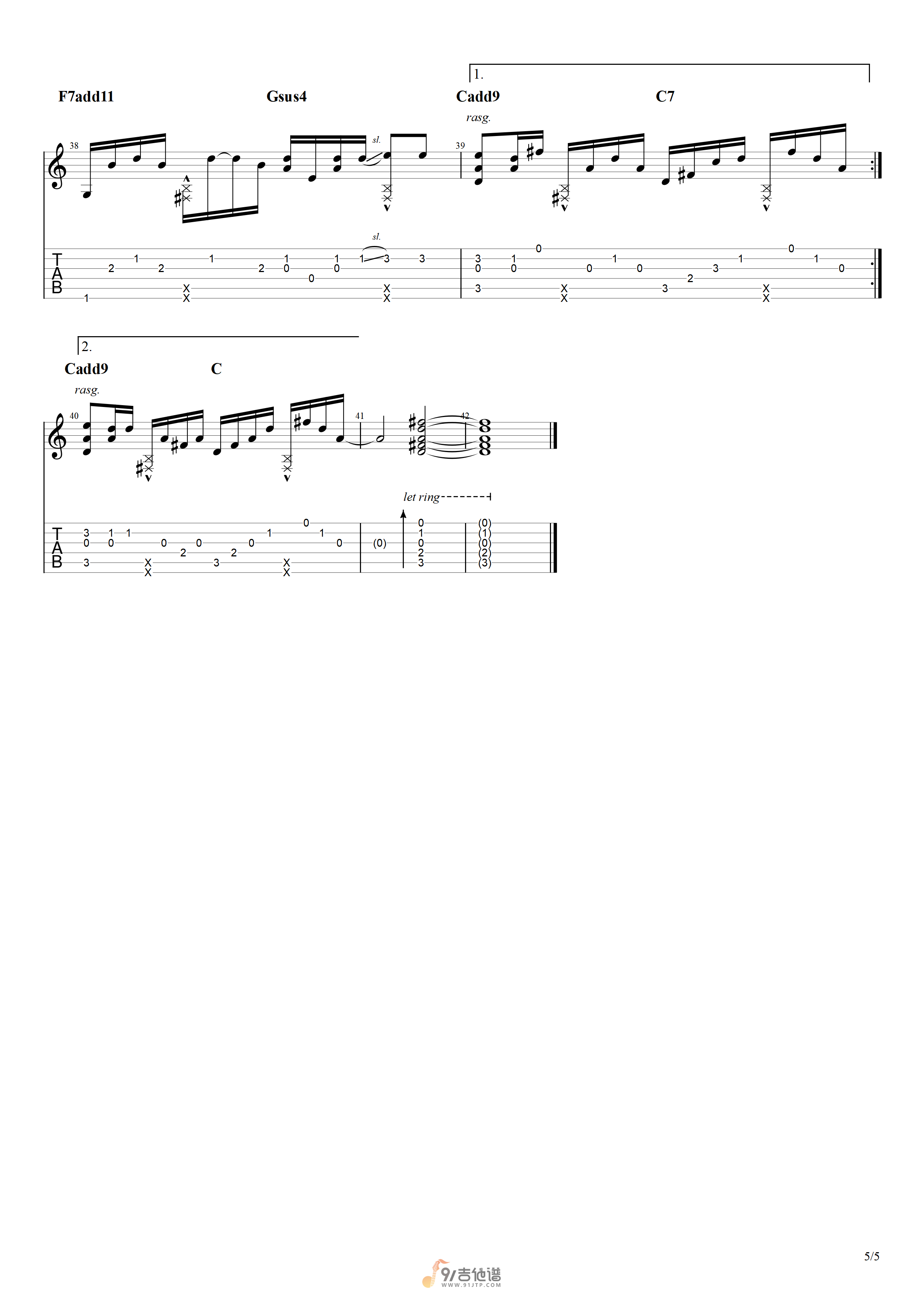 【指弹谱】陈粒《奇妙能力歌》指弹吉他谱 独奏六线谱 高清图片谱 Guitar Tabs1