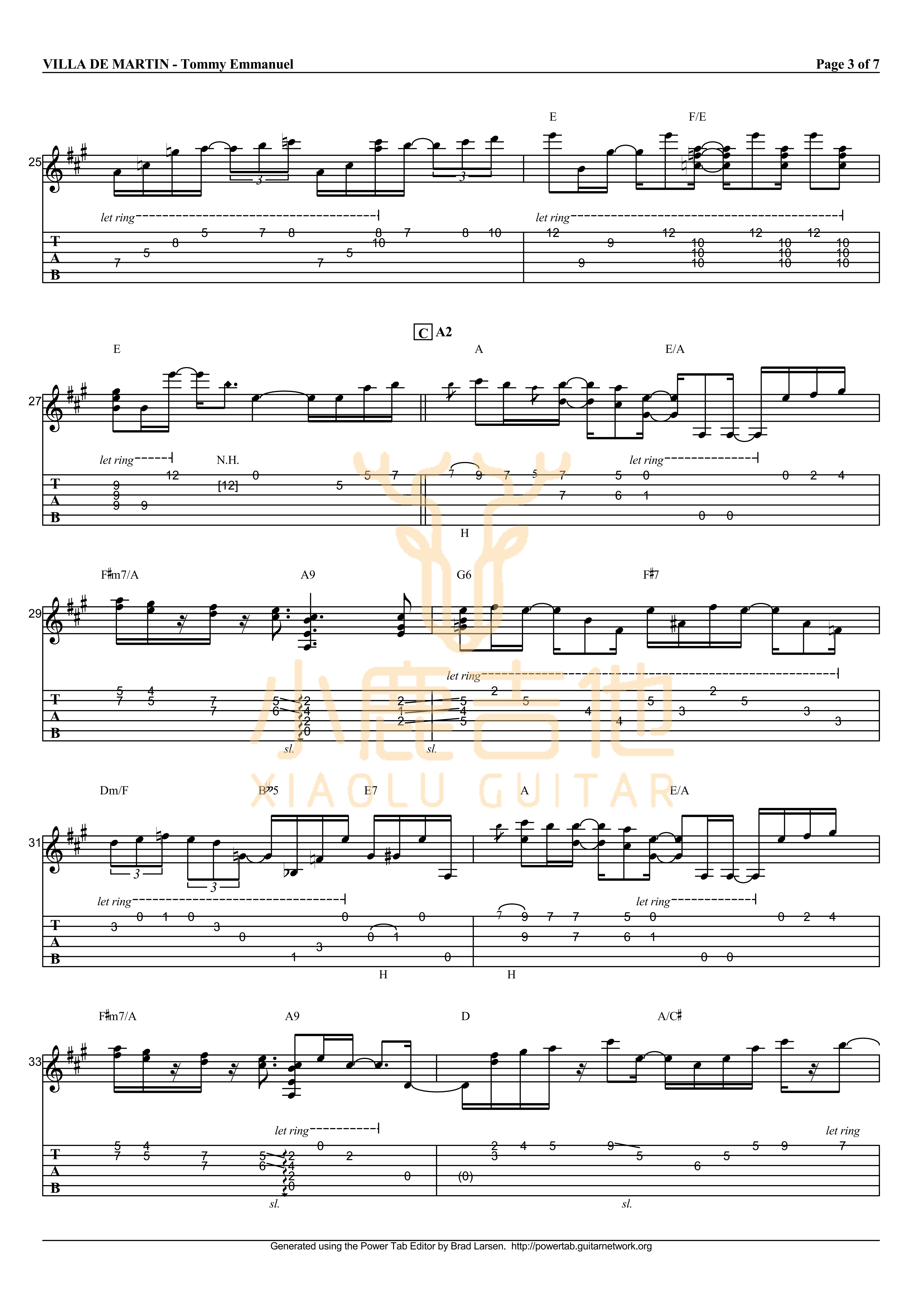 VILLA DE MARTIN-Tommy Emmanuel指弹吉他谱（小鹿吉他）3