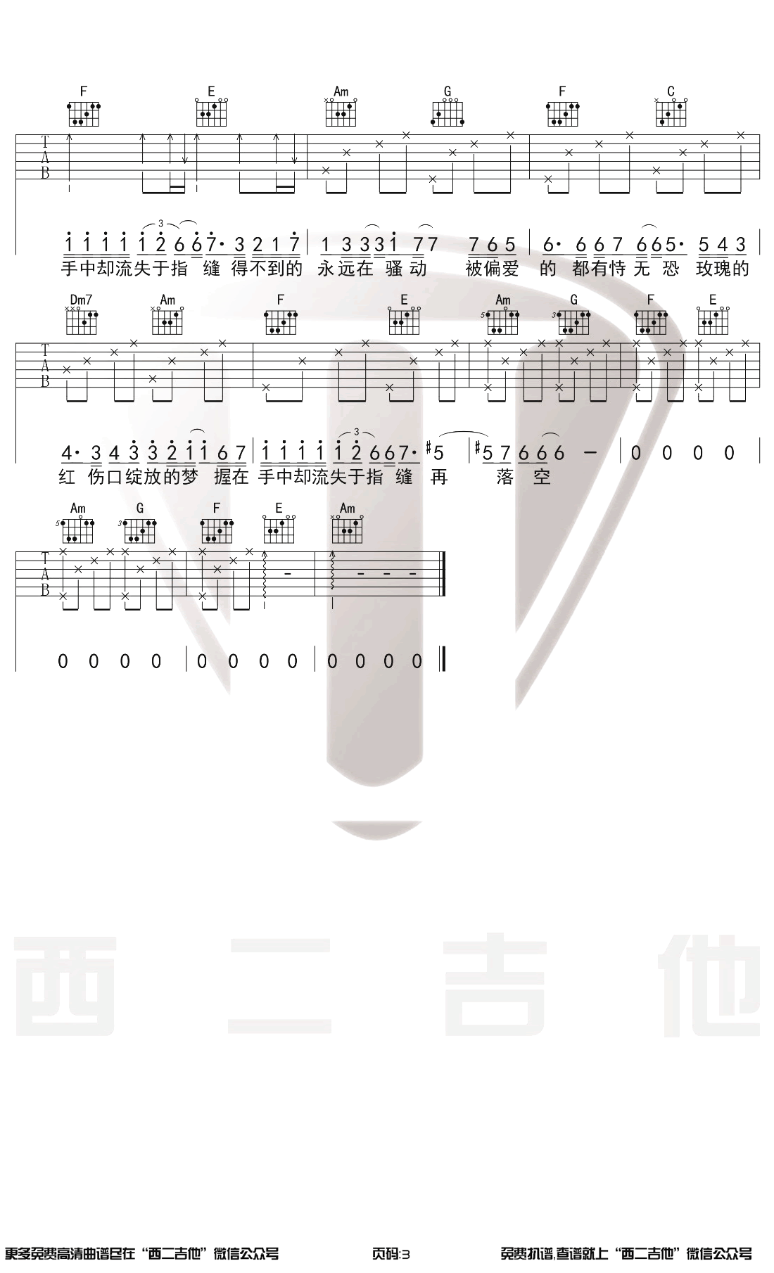 陈奕迅《红玫瑰》吉他谱1