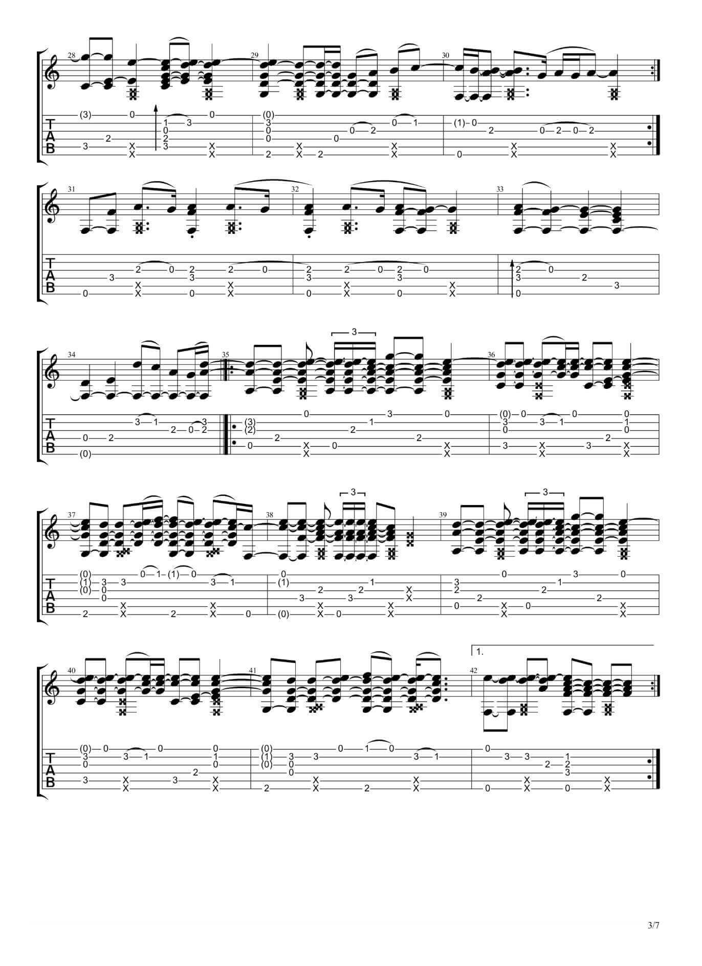 countingstars指弹谱 F调六线谱-高清版-By James1
