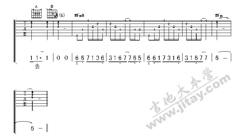 海浪吉他谱 G调六线谱_吉他大本营编配_黄品源4