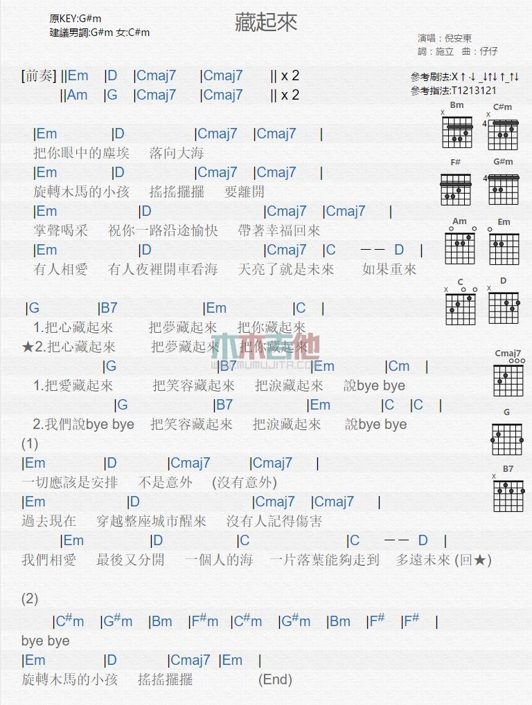藏起来_吉他谱_倪安东1