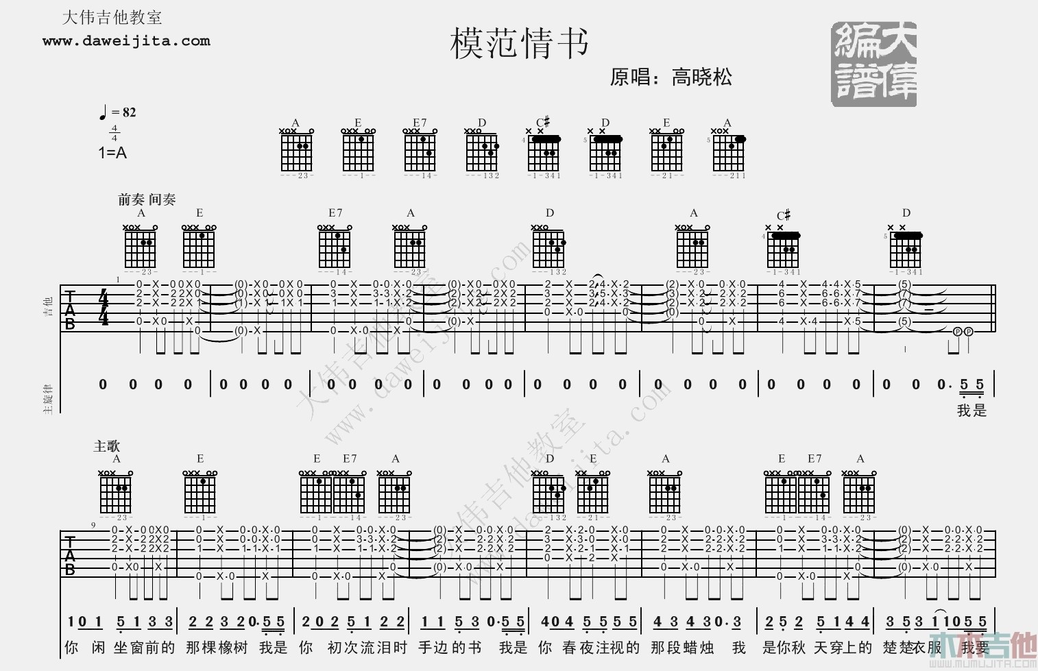 模范情书(吉他谱)_老狼1