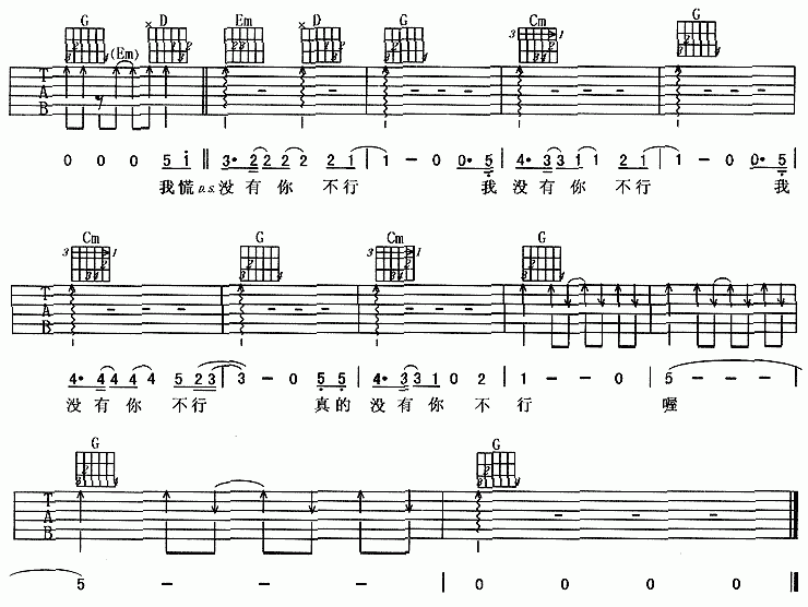没你不行吉他谱  羽泉2