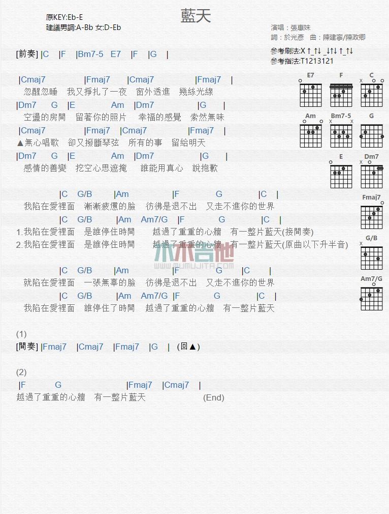 蓝天_吉他谱_张惠妹1