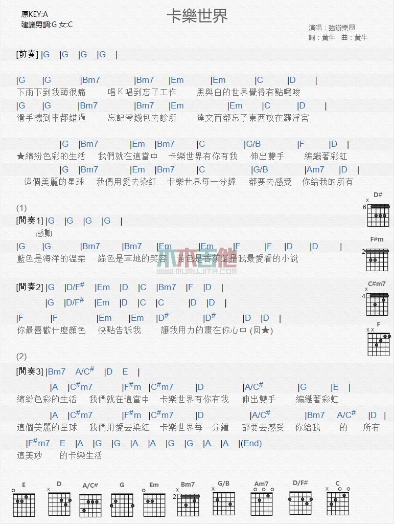 卡乐世界_吉他谱_强辩乐团1