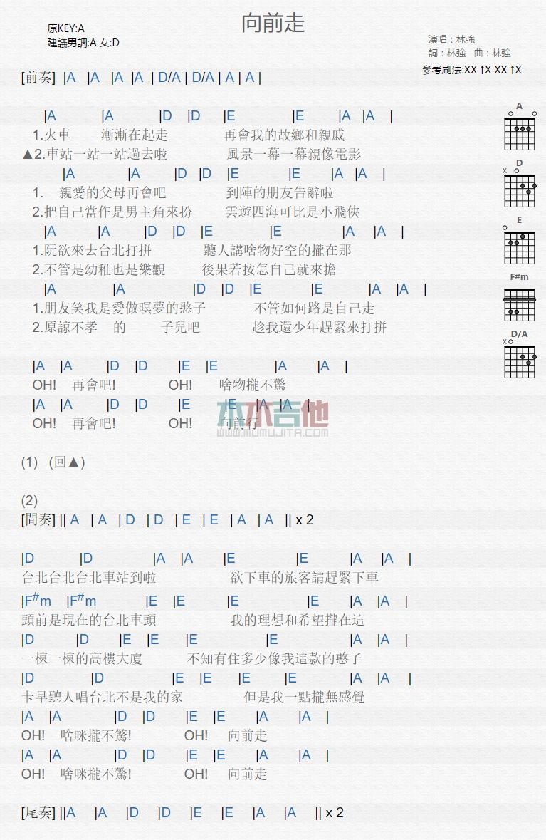 向前走_吉他谱_林强1