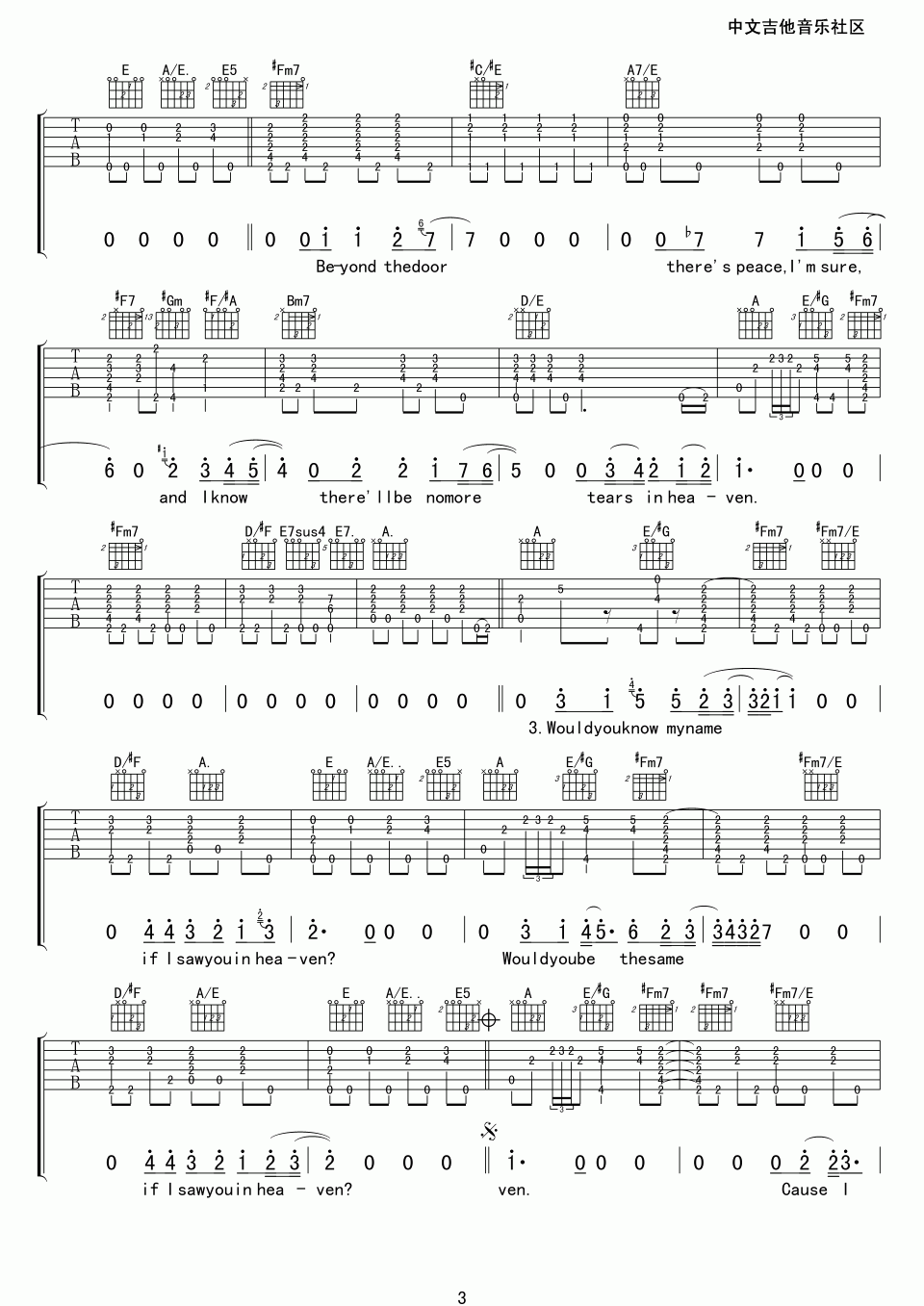 泪洒天堂tears in heaven吉他谱3