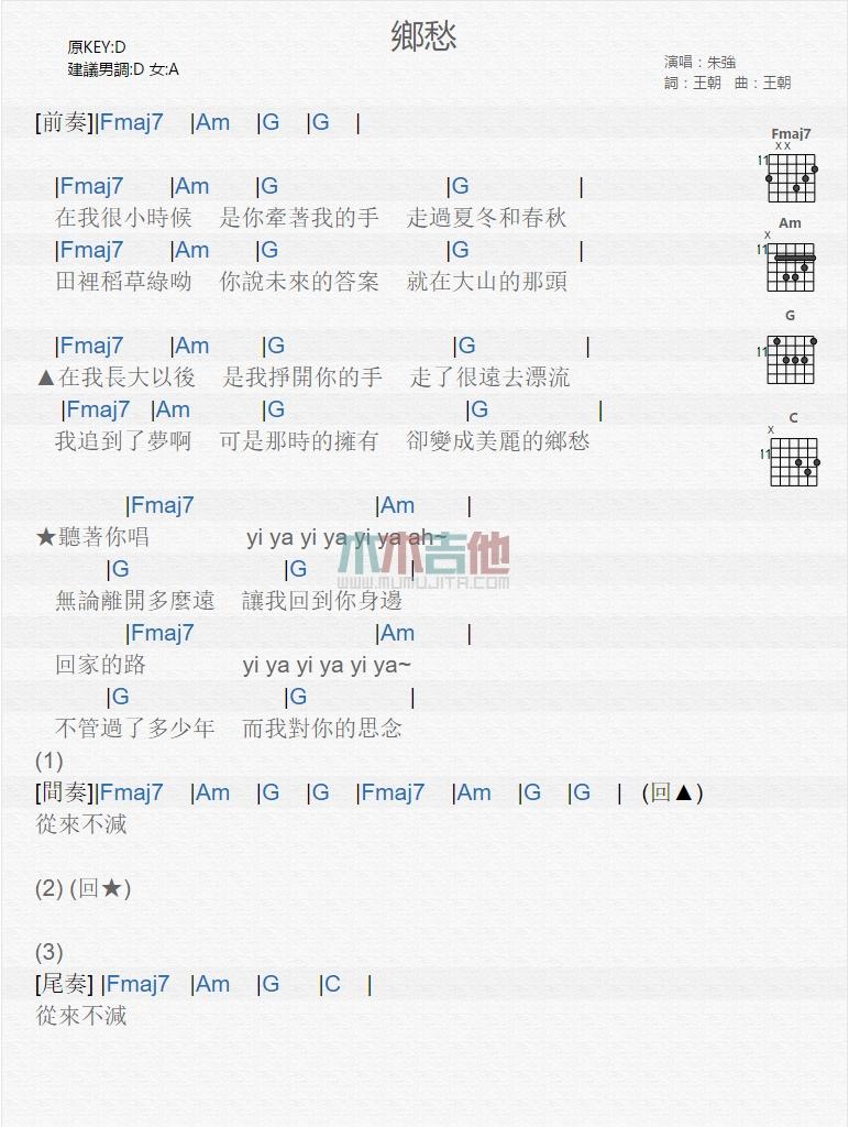 乡愁_吉他谱_朱强1