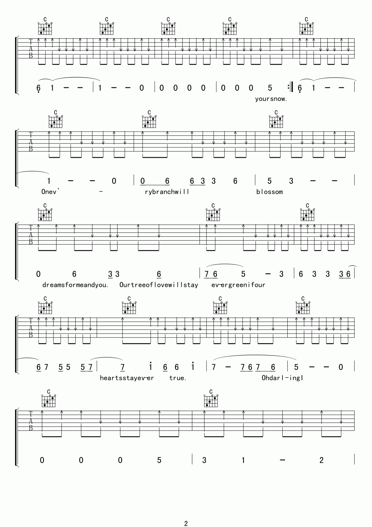 Evergreen Tree吉他谱_cliff richard_吉他伴奏谱1
