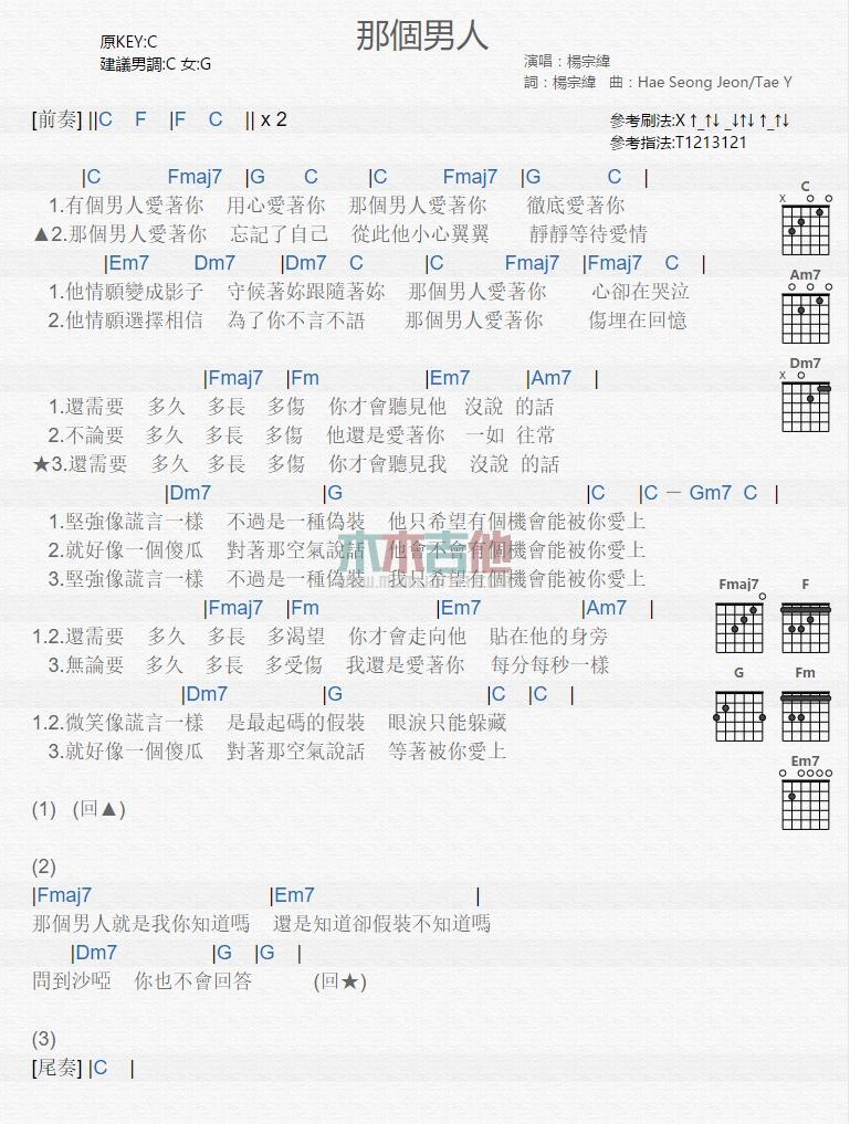 那个男人_吉他谱_杨宗纬1