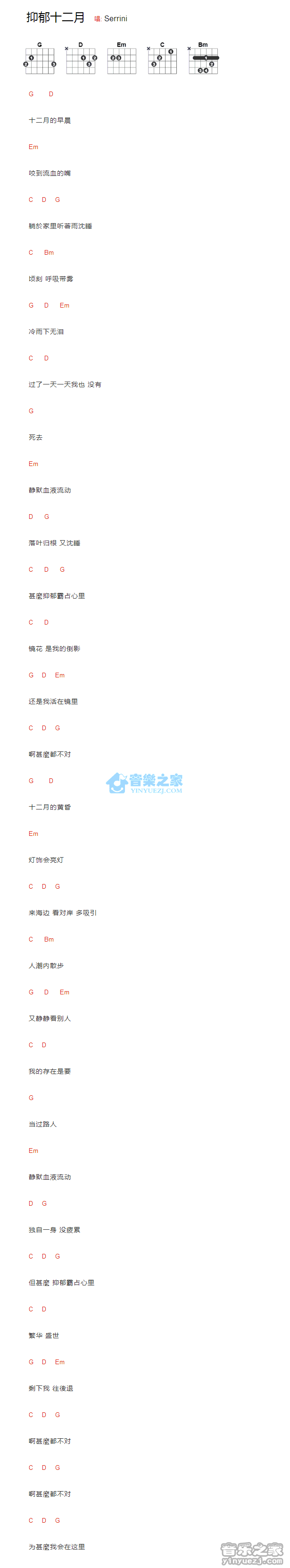 抑郁十二月_吉他谱_Serrini1