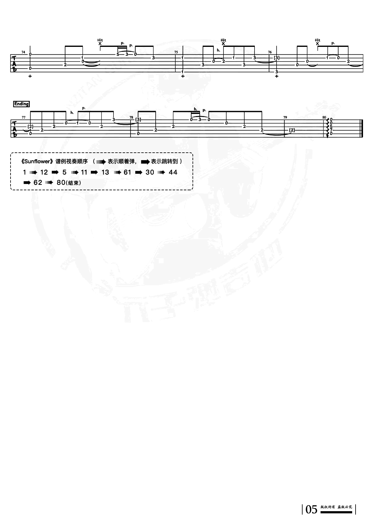 Sunflower指弹谱_孙培博《太阳花》吉他独奏谱_完整版5