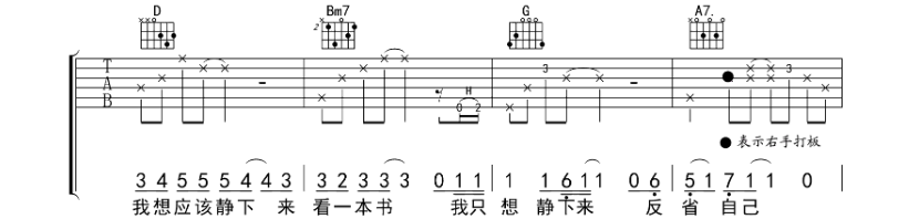 赵雷《静下来》吉他谱1