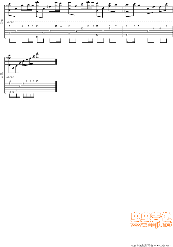 亡灵序曲指弹吉他谱_The Dawn独奏六线谱_吉他指弹谱6