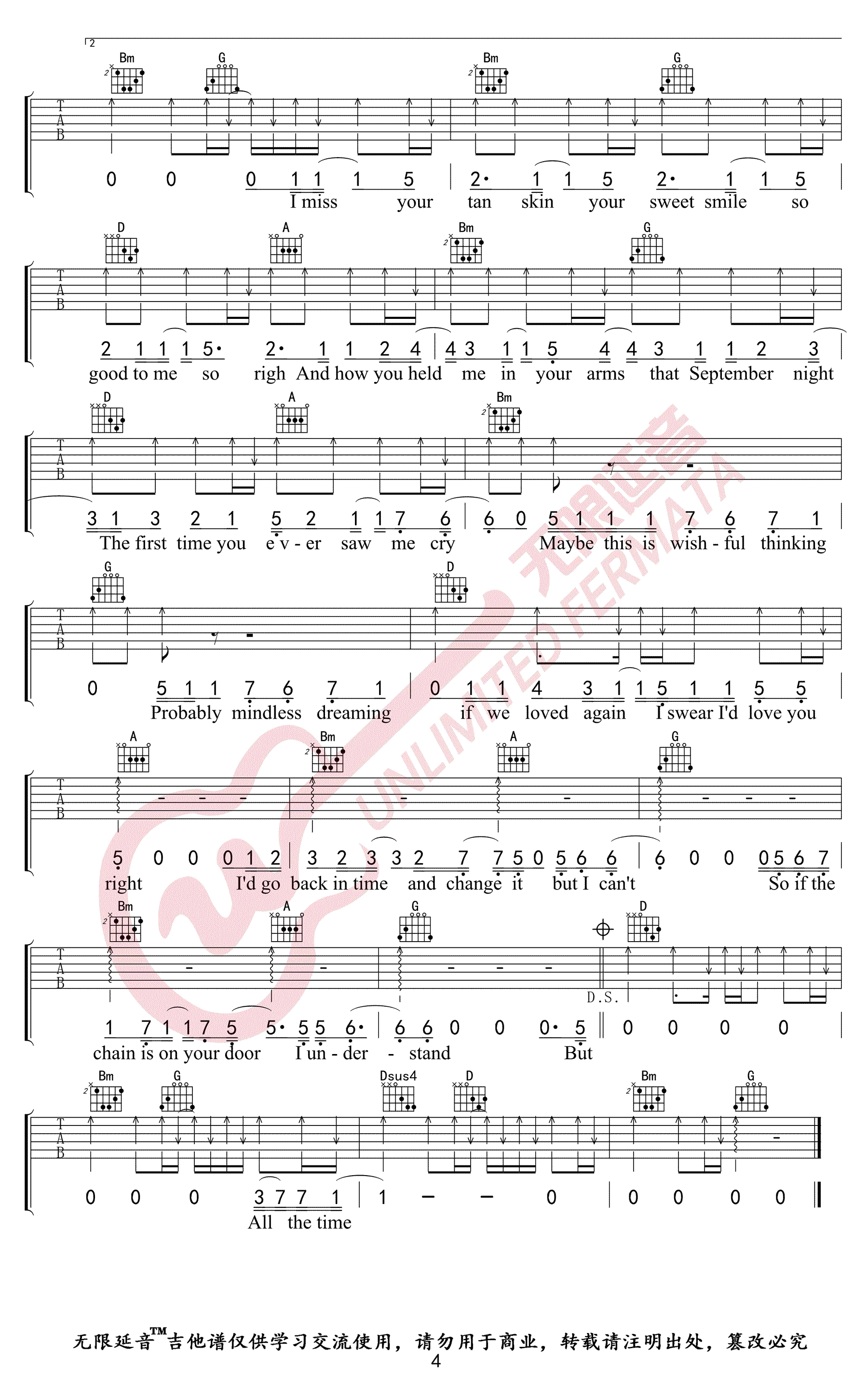 Back To December吉他谱_Taylor Swift_弹唱六线谱4