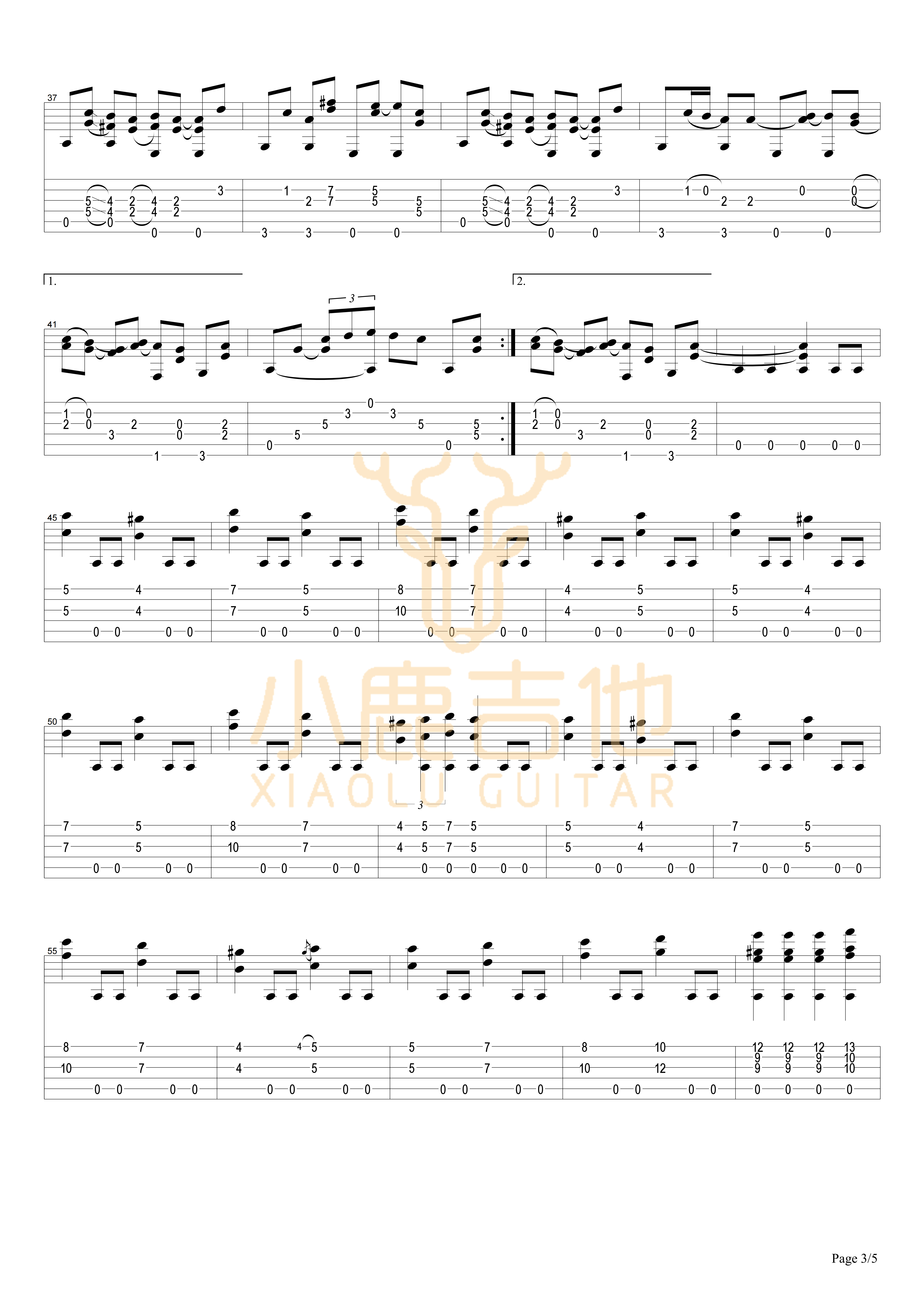 Old Town-Tommy Emmanuel指弹吉他谱（小鹿吉他）3